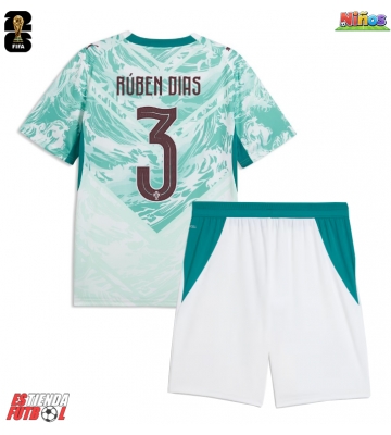 Portugal Ruben Dias #3 Segunda Equipación Niños Mundial 2026 Manga Corta (+ Pantalones cortos)